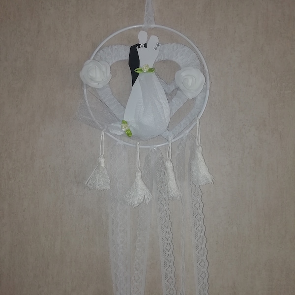 Petit attrape rêves blanc pour déco de mariage