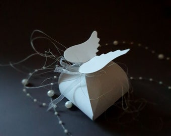 10 gift box box guest gift packaging wedding confirmation angel wings communion baptism birth white