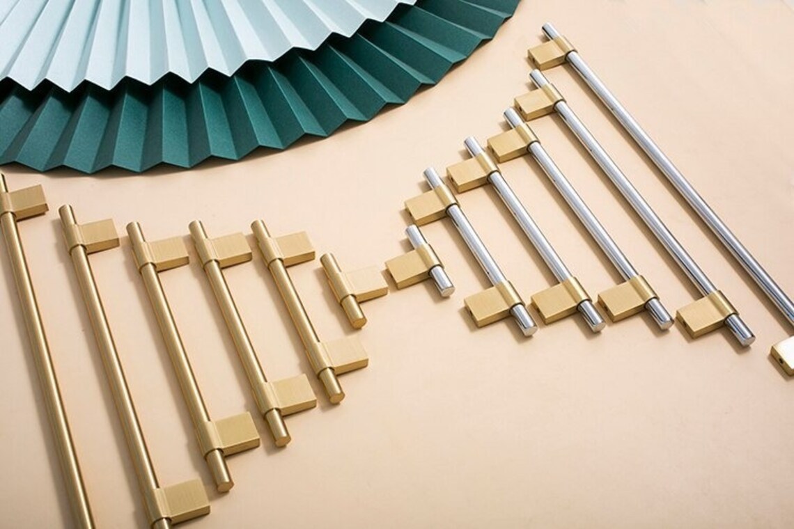 Gold and Silver Pulls Silver Handles Silver Etsy