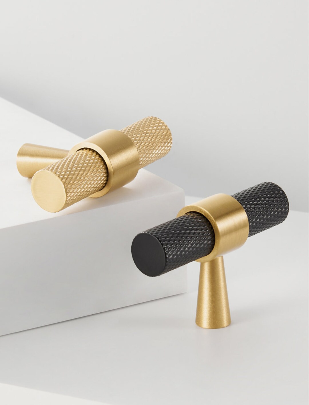 Black and Gold Door Handle Knurled Handle With Gold Etsy