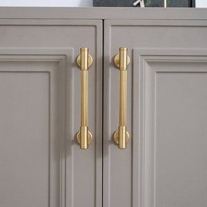 Art deco pull handle, solid brass hardware, solid brass pull, pull handles for cabinets, brass drawer pulls, kitchen cabinet hardware image 4