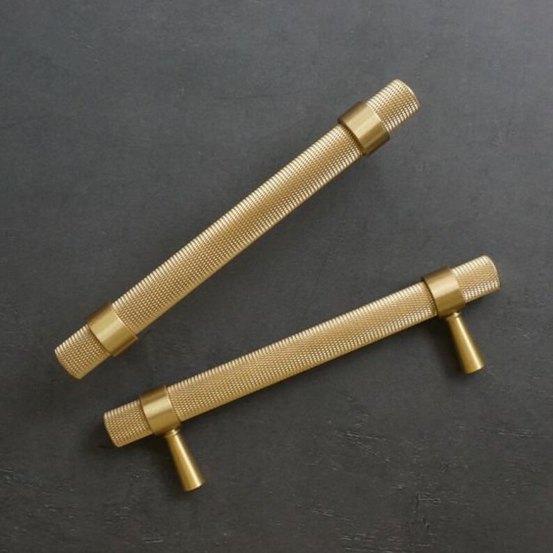 Knurled Brass Handles Knurled Brass Gold Handle Solid Brass Etsy