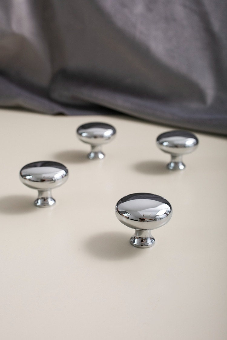 Polished Chrome Knob Solid Brass Knob Silver Knobs Etsy