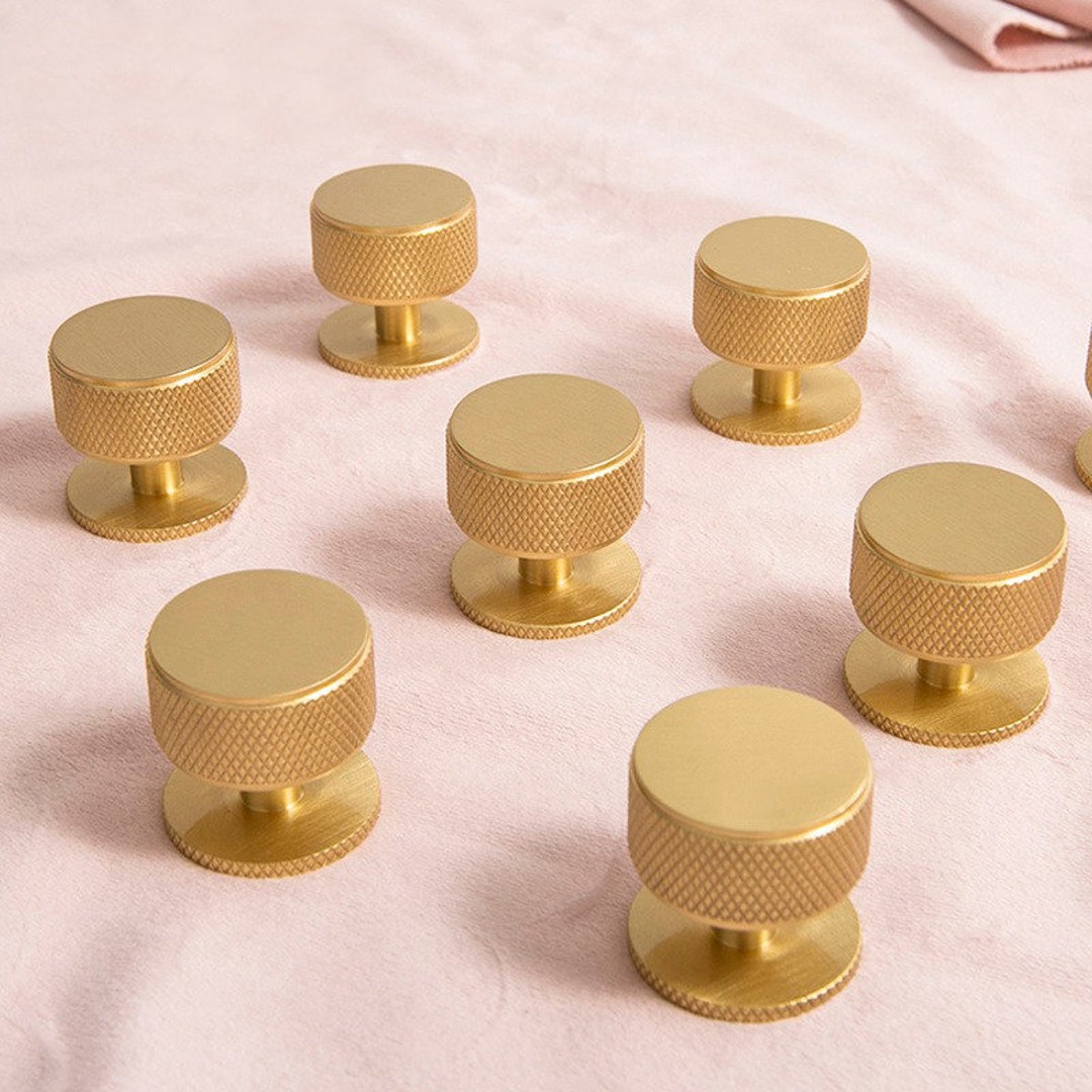 Solid Brass Knobs, Knurled Brass Knob, Brass Pull Knob, Knurled Brass