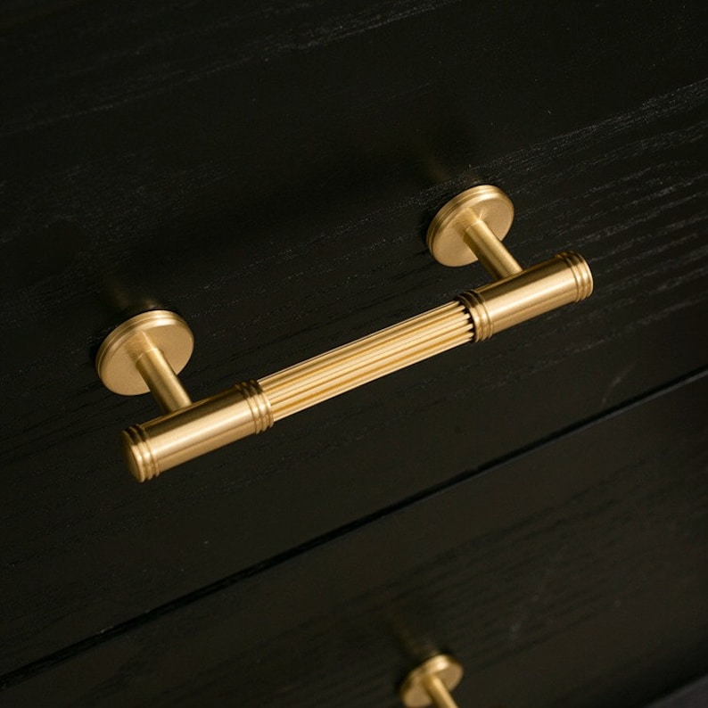 Art deco pull handle, solid brass hardware, solid brass pull, pull handles for cabinets, brass drawer pulls, kitchen cabinet hardware image 7
