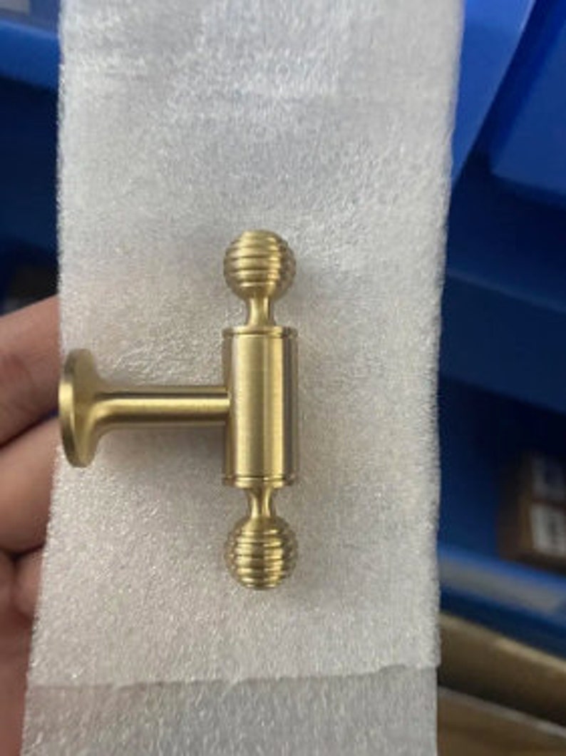 Art deco pull handle, solid brass hardware, solid brass pull, pull handles for cabinets, brass drawer pulls, kitchen cabinet hardware T-Bar 55mm