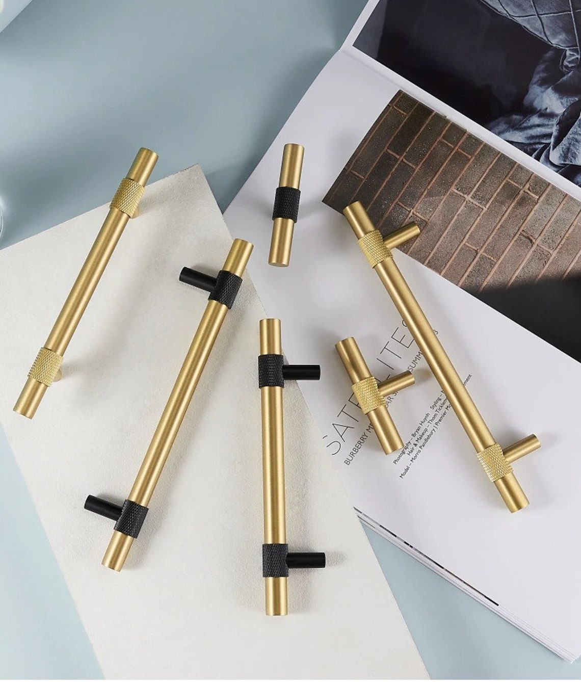 Knurled Gold Handles Knurled Brass Handle Brass T Bar Etsy