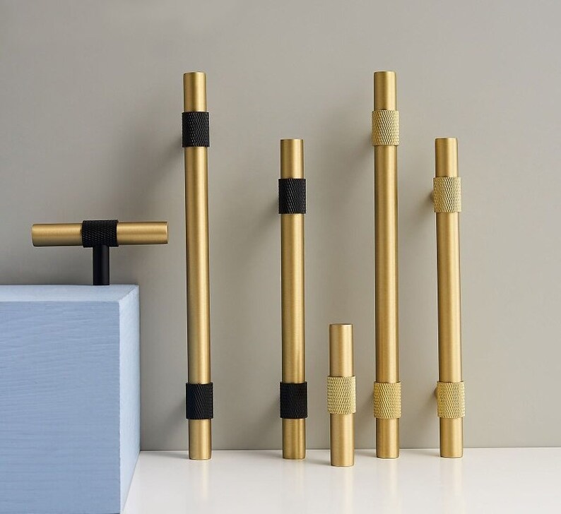 Knurled Gold Handles Knurled Brass Handle Brass T Bar Etsy