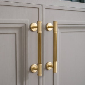 Art deco pull handle, solid brass hardware, solid brass pull, pull handles for cabinets, brass drawer pulls, kitchen cabinet hardware image 5