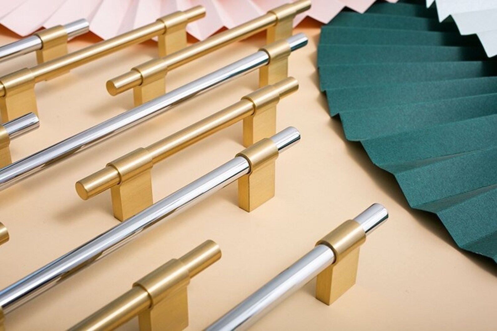 Gold and Silver Pulls Silver Handles Silver Etsy