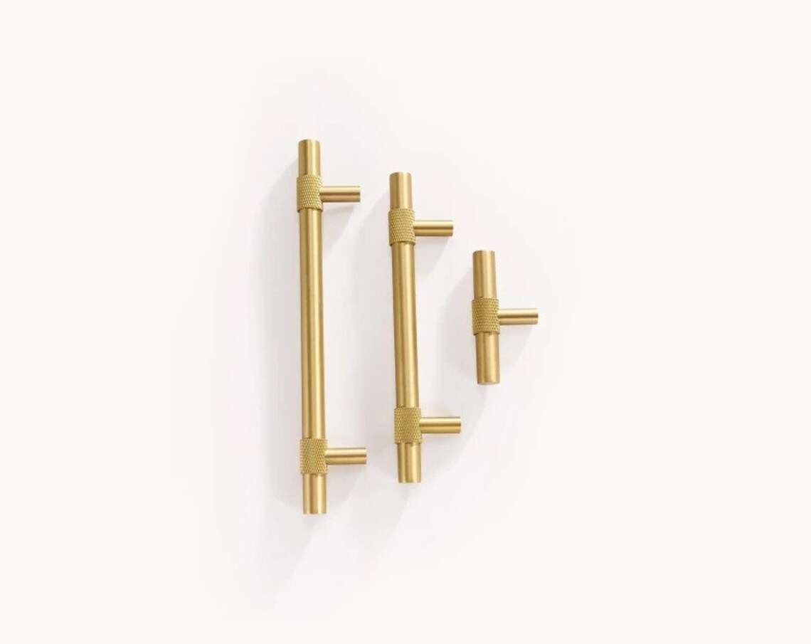 Knurled Gold Handles Knurled Brass Handle Brass T Bar Etsy