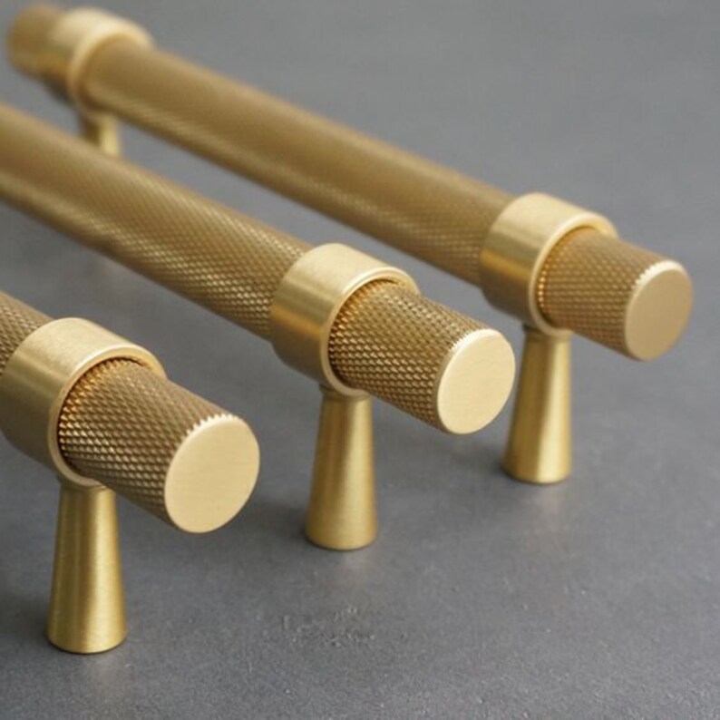 Knurled Brass Handles Knurled Brass Gold Handle Solid Brass Etsy