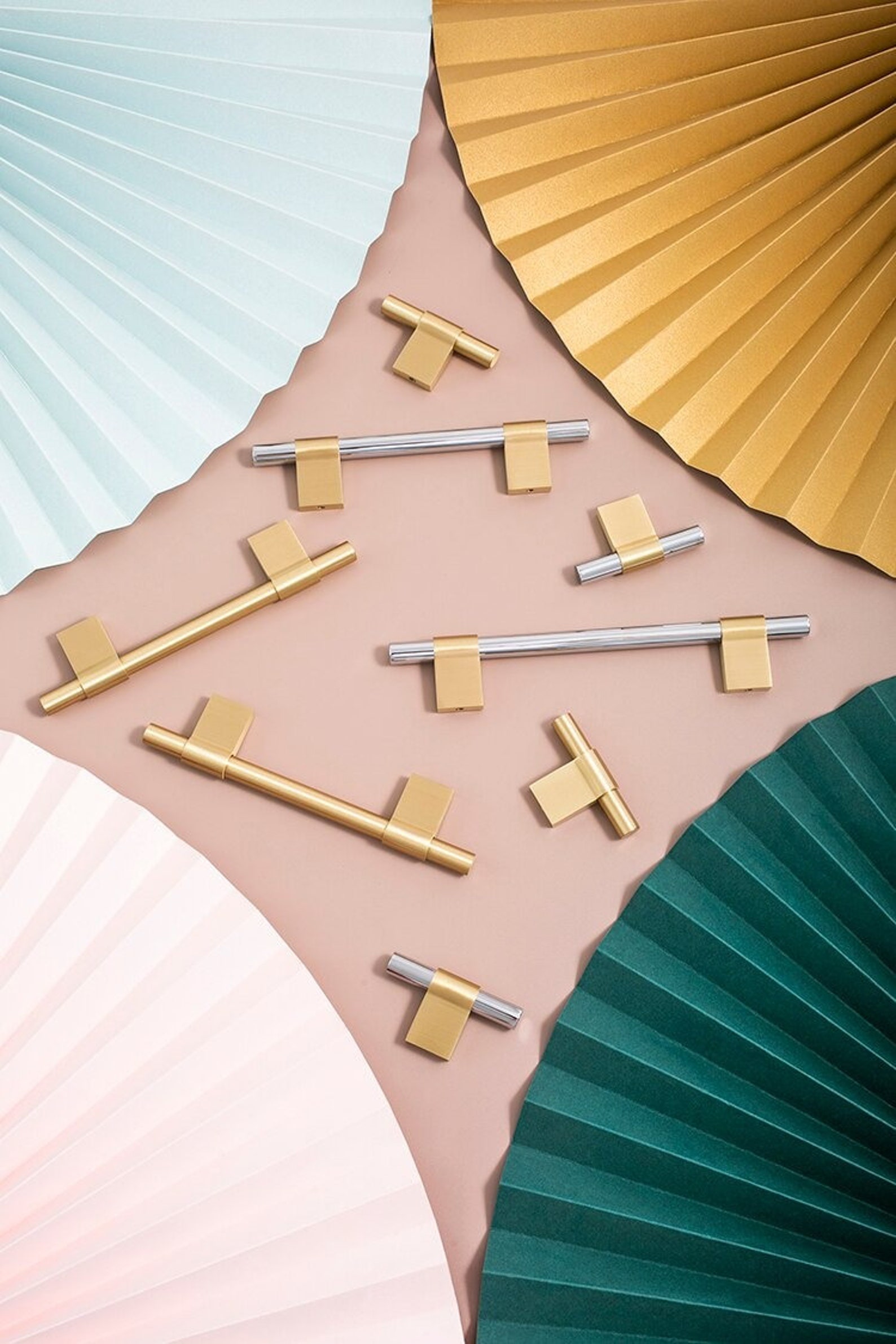 Gold and Silver Pulls Silver Handles Silver Etsy