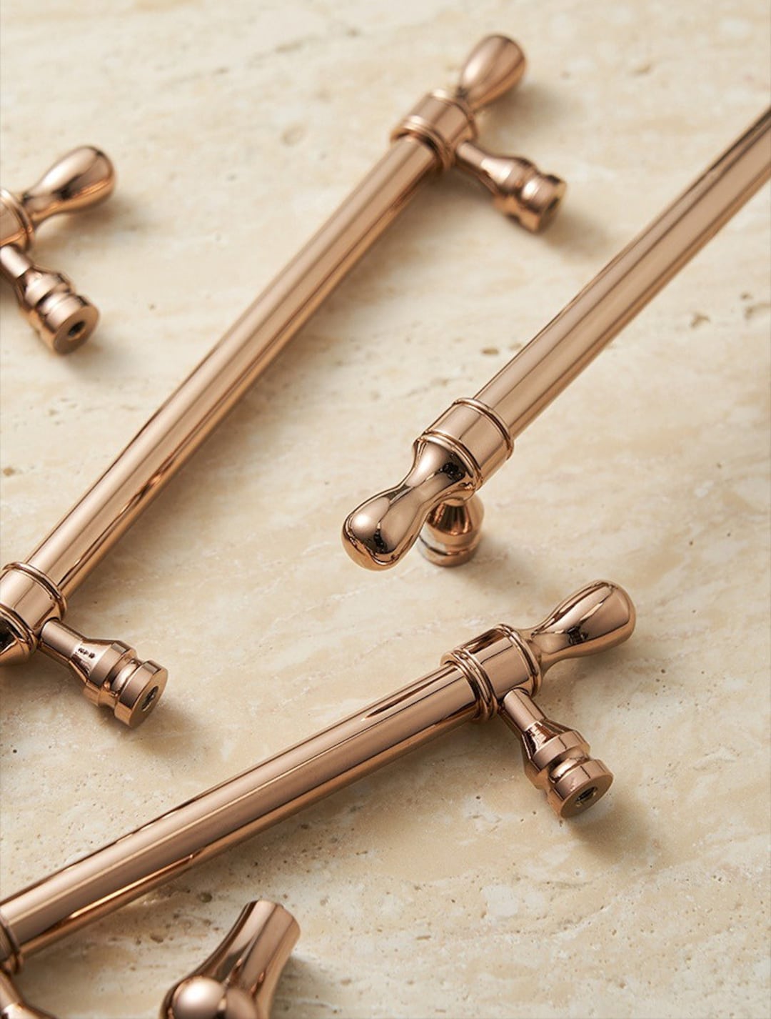 Rose Gold Hardware, Solid Brass Pulls, Copper Drawer