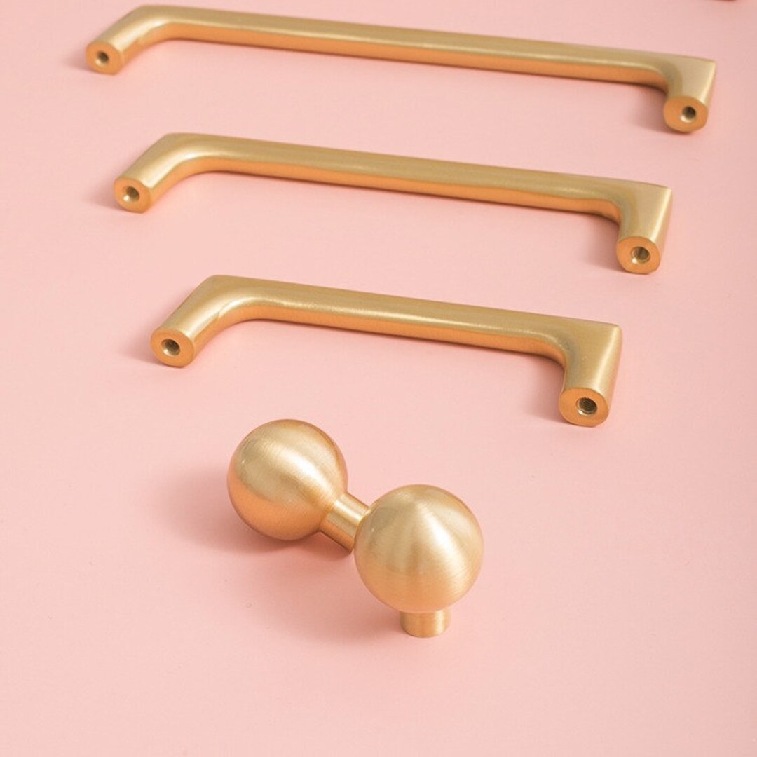 Solid Brass Cupboard Handles Brass Hardware Brass Pulls Free Etsy