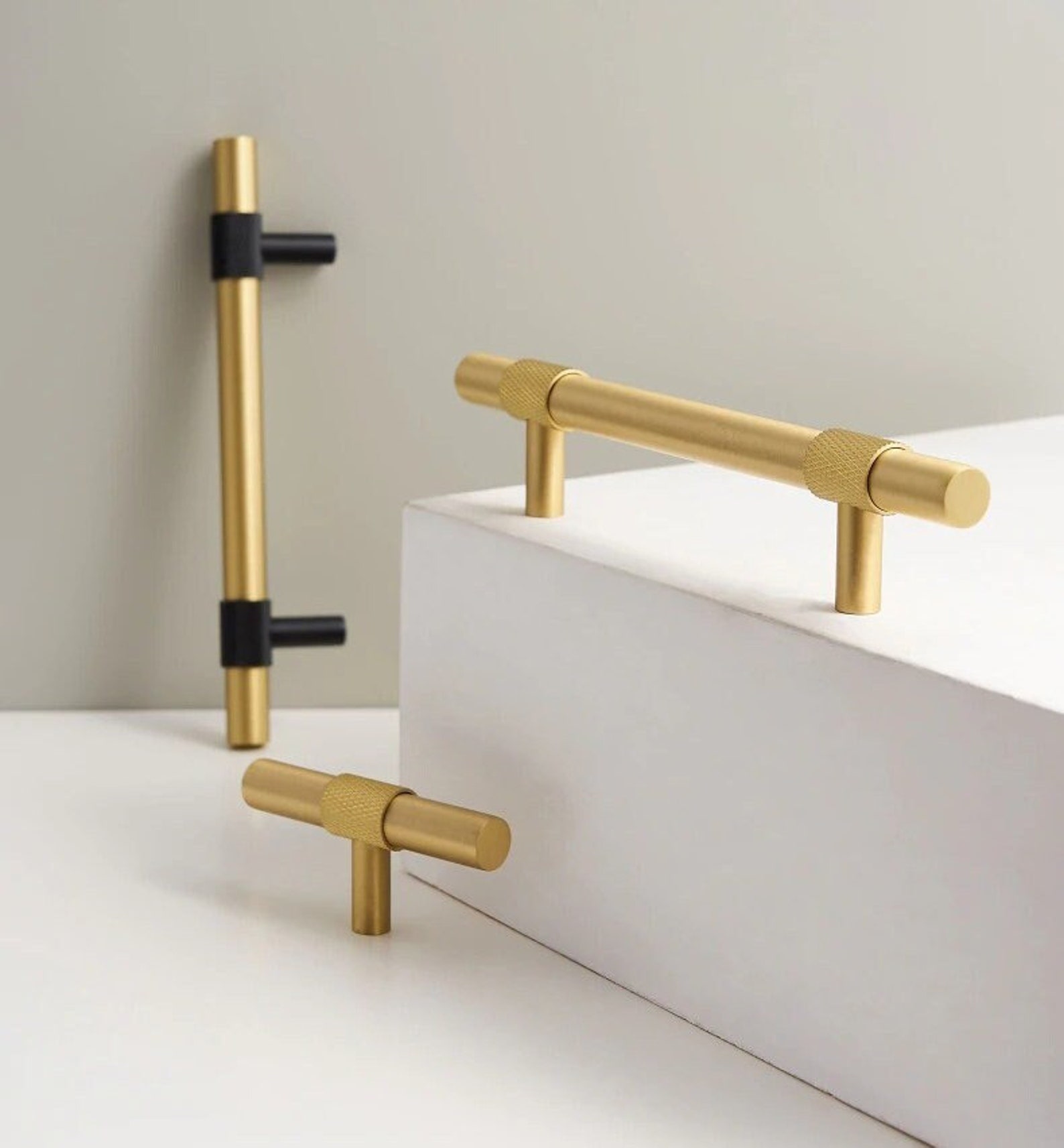 Knurled Gold Handles Knurled Brass Handle Brass T Bar Etsy