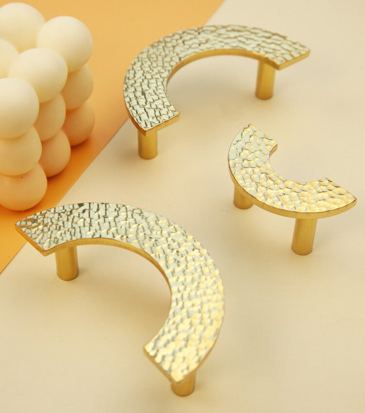 Hammered Brass Handles Brass Kitchen Hardware Polished Brass Etsy
