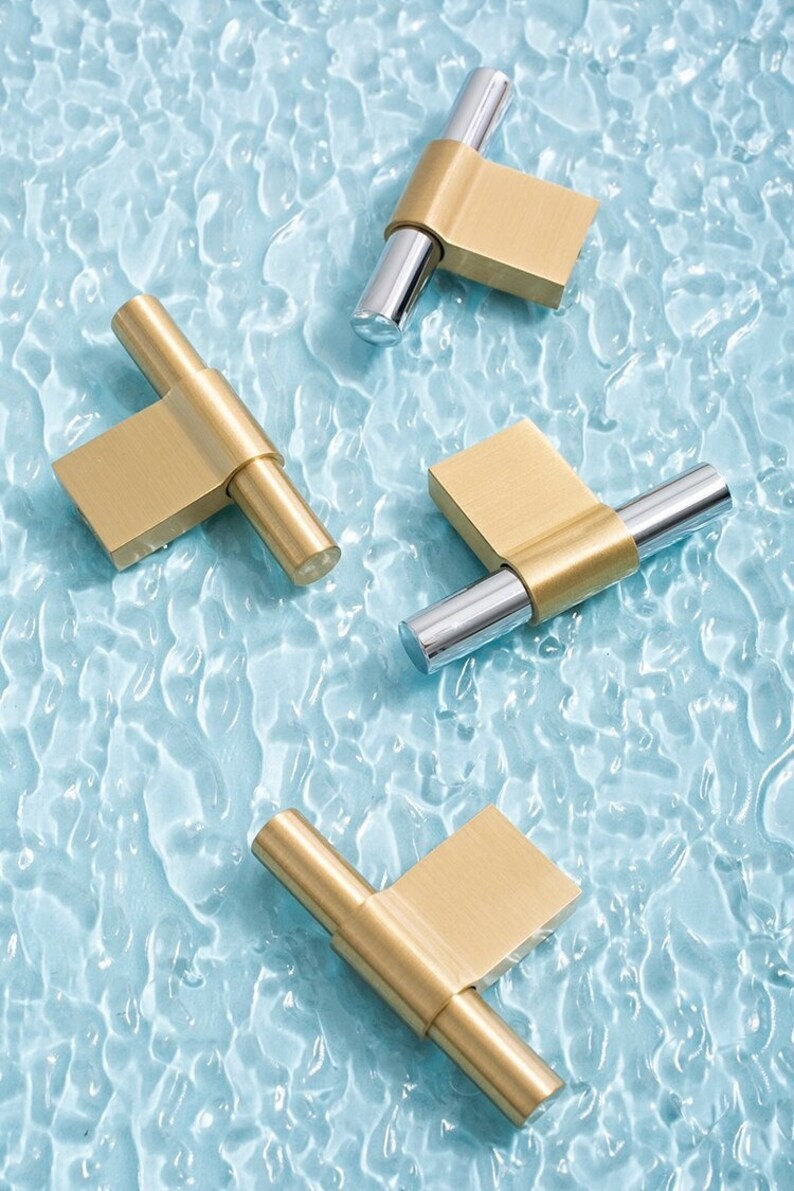 Gold and Silver Pulls Silver Handles Silver Etsy