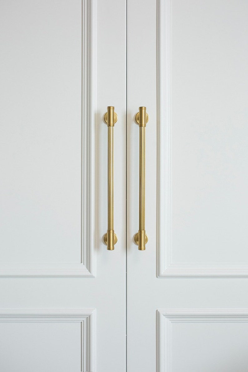 Art deco pull handle, solid brass hardware, solid brass pull, pull handles for cabinets, brass drawer pulls, kitchen cabinet hardware image 2