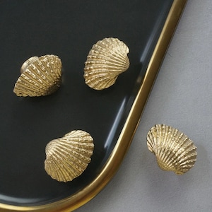 Gold Solid Brass Conch Shell Cabinet Pull/seashell Shaped Door