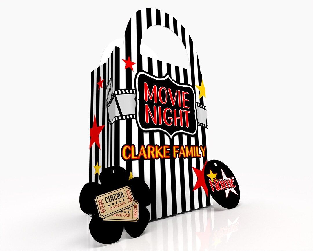 Pack of 10 Personalised Movie Night Gift Bags Popcorn Bag Etsy