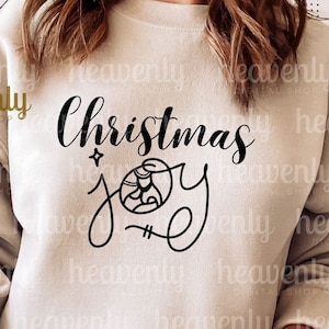 Feliz Navidad SVG Natividad Png Adviento Diseño de Sublimación, Alegría al Mundo Archivo de Corte, Suéter Navideño Cristiano Jesús Camisa Descarga Instantánea