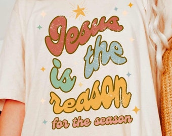 Retro Distressed Christmas SVG Png Sublimation, Jesus is the reason for the season svg,Merry Christmas SVG Religious Christian Christmas PNG