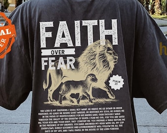 Faith Over Fear Png Christian Png Sublimation Design Bible Verse Png Jesus Png Christian Shirt Mens Women Lion Lamb Religious Png Download