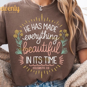 Boho Christian Png er hat alles schön gemacht in seiner Zeit PNG Sublimation Design Jesus Png Glaube Shirt Wildblumen DTF Digitaler Download
