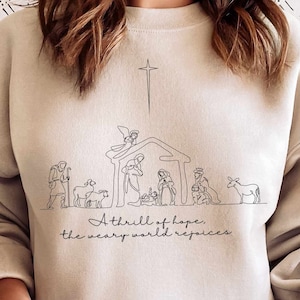 A Thrill of Hope Nativity Svg PNG Sublimation,Advent Christian Christmas PNG,Merry Christmas SVG,Jesus Clipart Christmas Sweater Cut File