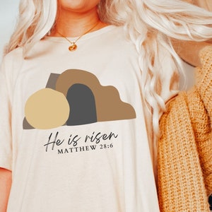 Pasen christelijk png-sublimatieontwerp, hij is verrezen, graf was leeg png Leeg graf van Jezus png Religieus png-shirts op geloof gebaseerde shirts