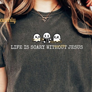 Christelijke Halloween-png Het leven is eng zonder Jezus png Anti-Halloween PNG grappig religieus png Bijbelvers png schattig spook digitale download