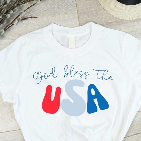 God bless America svg Retro , Trendy 4th of July svg, God bless the USA svg PNG, America Land of the free because of the brave svg