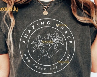Amazing Grace SVG Christian PNG Sublimation Design Jesus PNG Faith Shirt Clipart Christian Easter Png Lily Floral Minimalist Flower Download