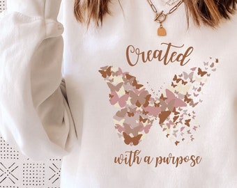 Creato con uno scopo png, Farfalla png, Sublimazione farfalla, Cristiano png, Maglietta cristiana, Scrittura PNG, Gesù PNG, Versetto biblico PNG
