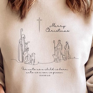 Merry Christmas SVG Png-sublimatieontwerp, voor ons is een kind geboren, Christian Christmas PNG, Jesaja 9:6 trui-shirt Svg CutFile downloaden