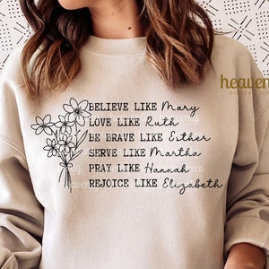 Vrouwen van de Bijbel Svg Christian Png sublimatie ontwerp Boho Christian Svg motiverende bijbel vers Svg, bloemen religieuze DTF-overdrachten bestand