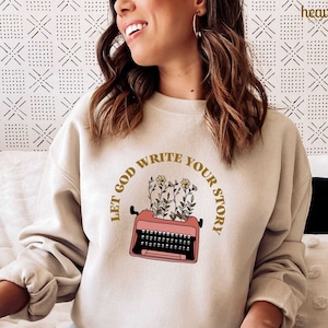 Laat God je verhaal schrijven png Retro-sublimatie, christelijk png voor t-shirt, jaren 70 png, Jezus png, bijbelvers T-shirtontwerp downloaden, geloof png