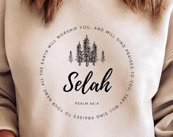 Christian png, Christian svg, Selah, made to worship png, Psalm 66:4, bible verse png, pine trees clipart, minimalist png, religious png God