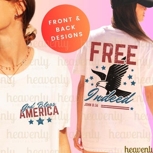 God Bless America Svg, Front & Back PNG Patriotic Christian Sublimation, 4th of July Shirt Design, USA Vintage Distressed Trendy Aesthetic