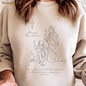Merry Christmas SVG Png-sublimatieontwerp, voor ons is een kind geboren, Christian Christmas PNG, Jesaja 9:6 trui-shirt Svg CutFile downloaden