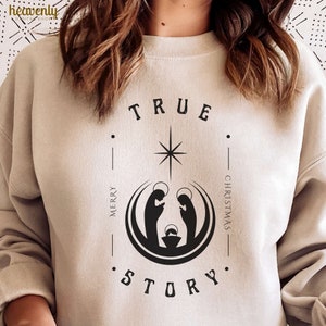 True Story SVG Weihnachten Png Sublimationsdesign, Frohe Weihnachten SVG, Für uns ist ein Kind geboren PNG Urlaub Download, Krippe PNG, Jesus svg