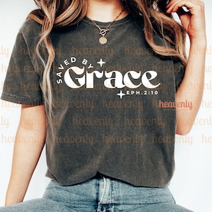 Svg cristiano de moda, diseño de sublimación PNG de Jesús, Svg de fe, versículo bíblico PNG, archivo de corte de camiseta de Jesús con estética retro, religioso, salvado por gracia