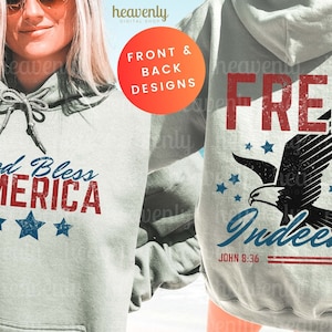 Svg gratuit Indeed, sublimation chrétienne patriotique, que Dieu bénisse l'Amérique PNG le 4 juillet, conception de chemise, esthétique tendance vintage USA, recto et verso