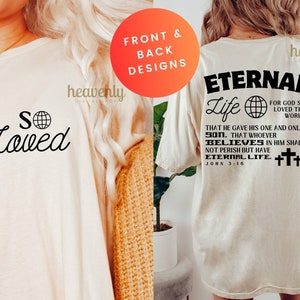 Front and Back Christian SVG Trendy Retro Aesthetic PNG Faith Sublimation Design For God So Loved John 3 16 Jesus PNG Vintage Y2K Shirt Svg