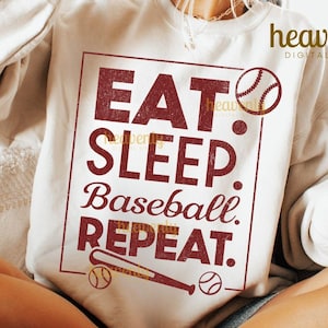 Baseball SVG Essen Schlaf Baseball wiederholen PNG Sublimationsdesign, Spieltag Png Baseball Mama Png, Baseball Team Liebhaber SVG, Baseball Mama Png