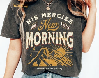 Vintage Christian PNG Sublimation Design His Mercies Are New Every Morning Jesus Png Religious Shirt Bible Verse T-shirt Digital Download