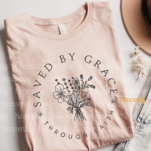 Christian Embroidery Digitized File Saved By Grace Faith Dst Emb Pes Exp Vp3 Jef, Jesus Religious Bible Verse Shirt Embroidered Machine File image 4