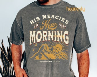 Vintage Christian PNG Sublimation Design His Mercies Are New Every Morning Jesus Png Religious Shirt Bible Verse T-shirt Digital Download