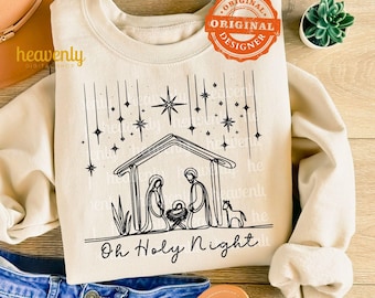 Oh Holy Night SVG Jesus Nativity Png Christian Christmas Png Sublimation Design, Manger PNG, A Thrill of Hope Png Greatest Gift DTF Download